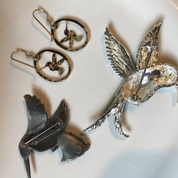 Hummingbird Bundle Earrings and Brooch - Pins - Picture 8 of 9